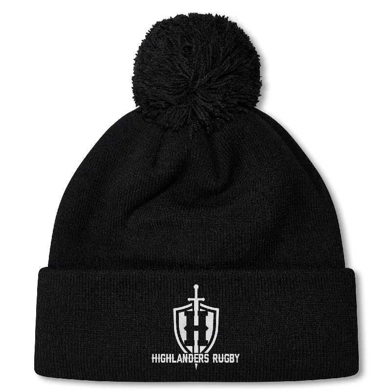 Camping hiking trail puff-Highlanders Rugby NC Pom Pom Beanie by Canterbury