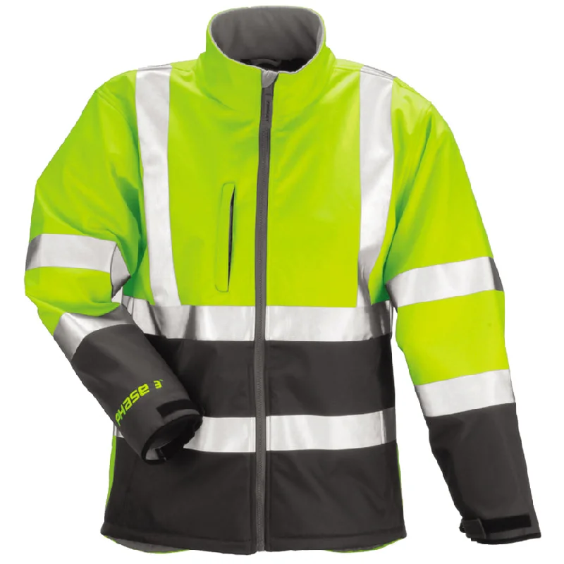 Camping hiking nature pulse-Phase 3™ Jacket – Fluorescent Yellow-Green-Charcoal Gray - Silver Reflective Tape