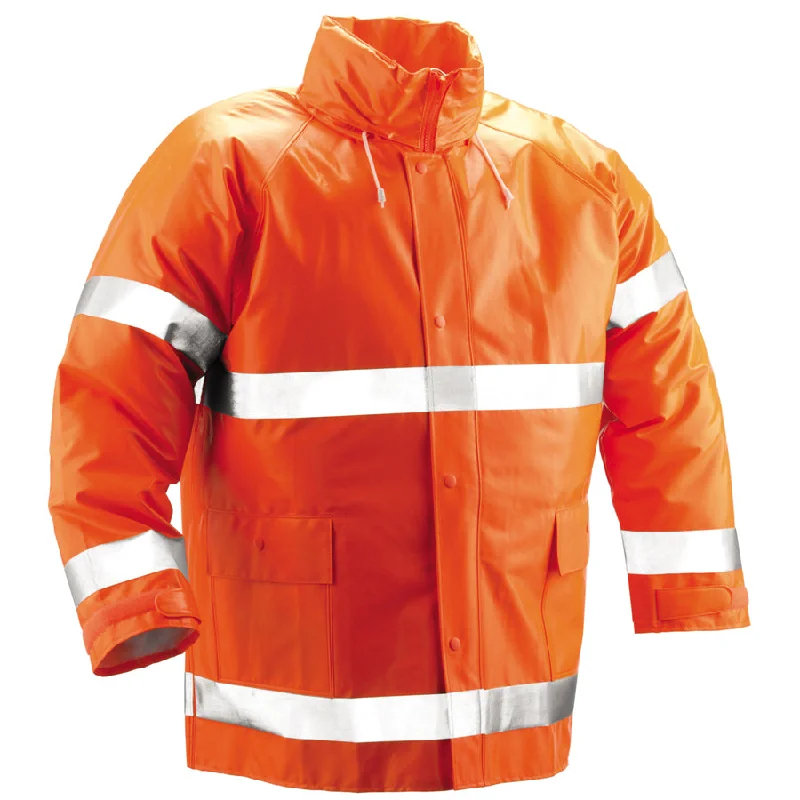 Camping hiking trail tidy-Comfort-Brite® Jacket - Fluorescent Orange-Red - Attached Hood - Silver Reflective Tape