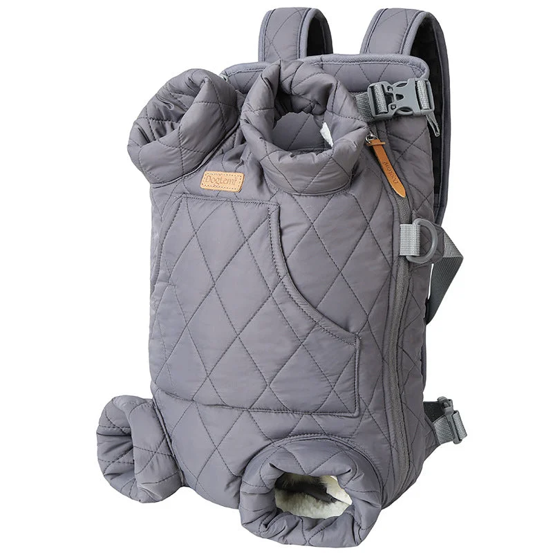 Camping hiking trail surprises-Winter pet backpack with thickened back for dogs to go out, portable dog backpack with cashmere insulation, chest pet cat bag