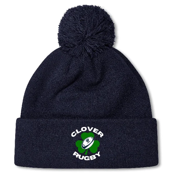 Camping hiking trail loose-Clover Blue Eagles Rugby Pom Pom Beanie by Canterbury