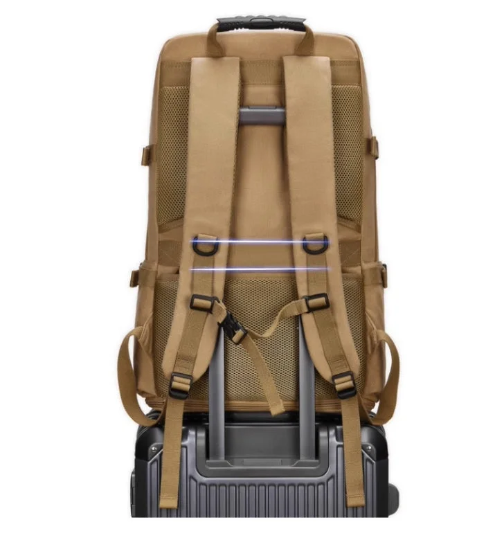 Camping hiking gear cheer-Men's canvas bag extra large backpack with large capacity for travel boarding, overseas travel, working, outdoor hiking backpack