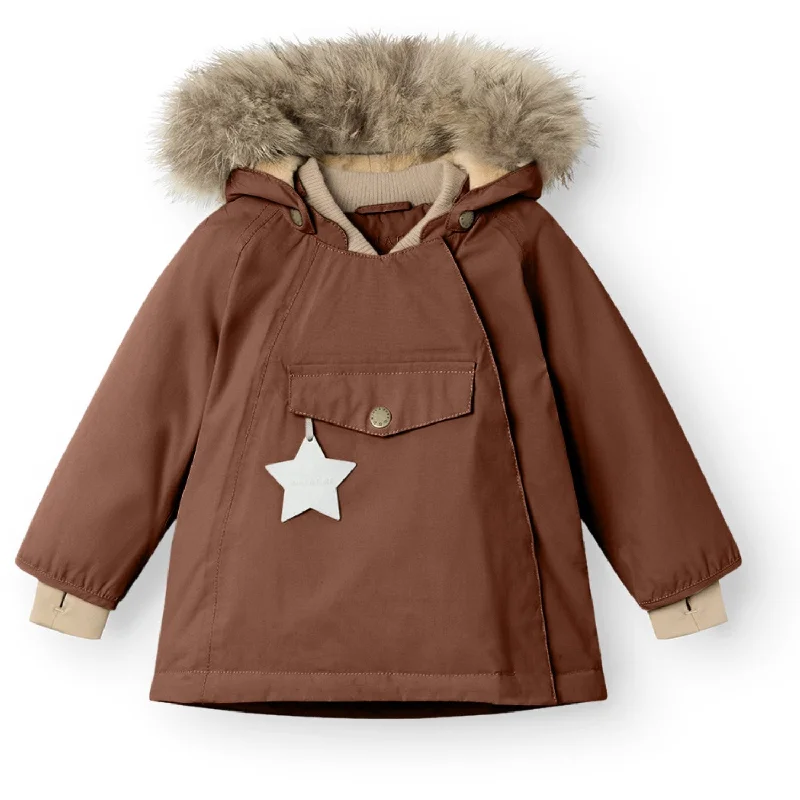 Camping hiking gear thrill-Mini A ture Rootbeer brown Wang Fleece Winter Jacket m. Fur