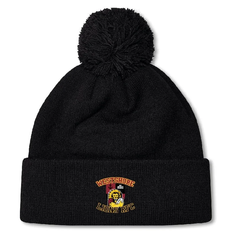 Camping hiking trail vistas-Westshore Lions Pom Pom Beanie by Canterbury