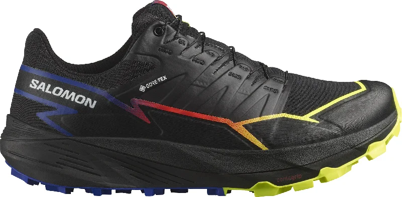 Camping hiking trail bend-Salomon Thundercorss GORE-TEX Mens Trail Running Shoes - Black