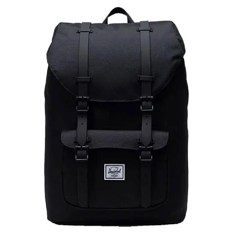 Camping hiking trail pulse-Herschel Unisex Black/Black Rubber One Size Little America Mid-Volume Backpack - 10020-02093-OS