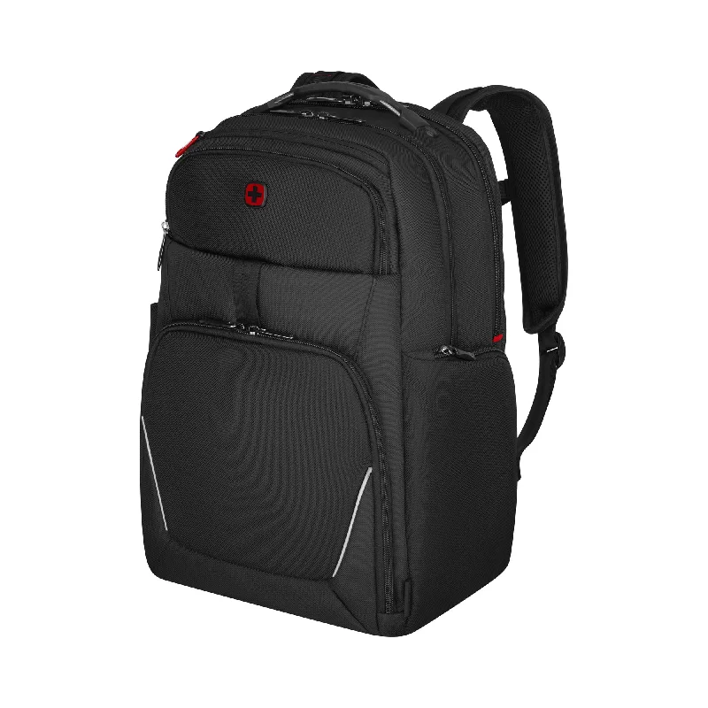 Camping hiking gear steals-Wenger Meteor 17" Laptop Backpack, Black, 30 Litres, Swiss Designed