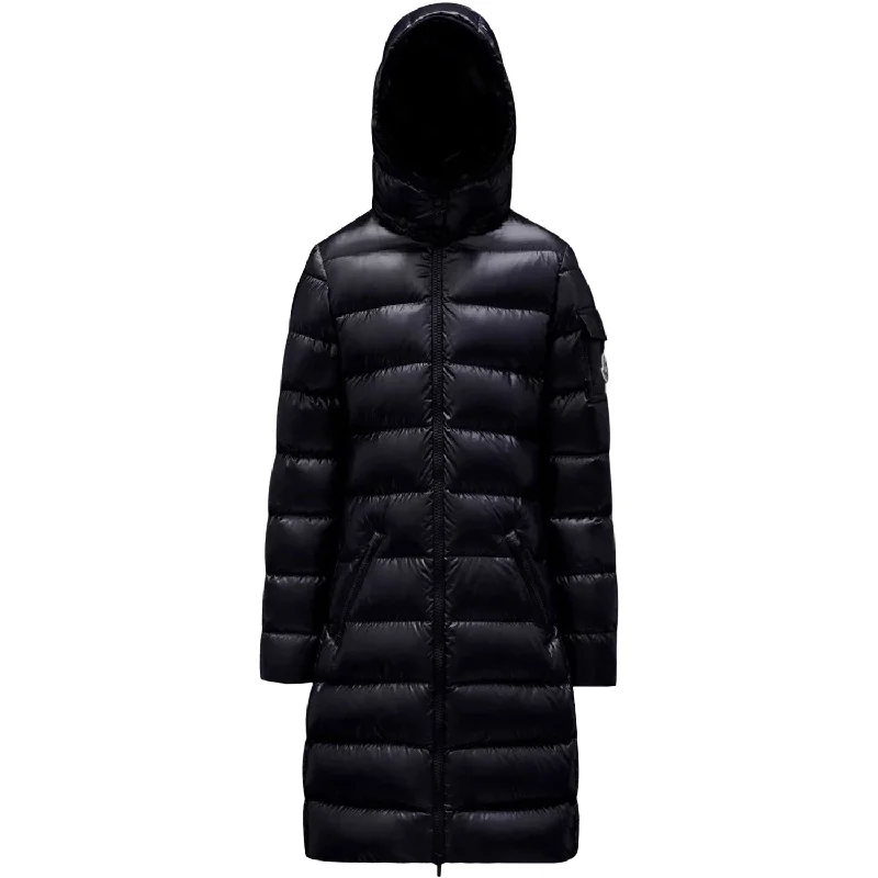 Camping hiking trail wave-Moncler Navy Moka Long Coat