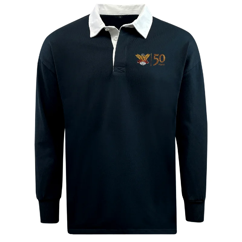 Camping hiking trail fresh-Atlanta Old White Rugby 50 Year Anniversary Classic Long Sleeve Solid Rugby Jersey