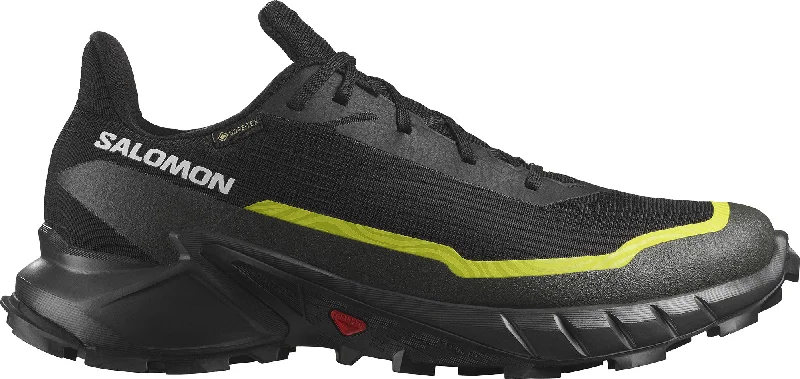 Camping hiking gear pulse-Salomon Alphacross 5 GORE-TEX Mens Trail Running Shoes - Black