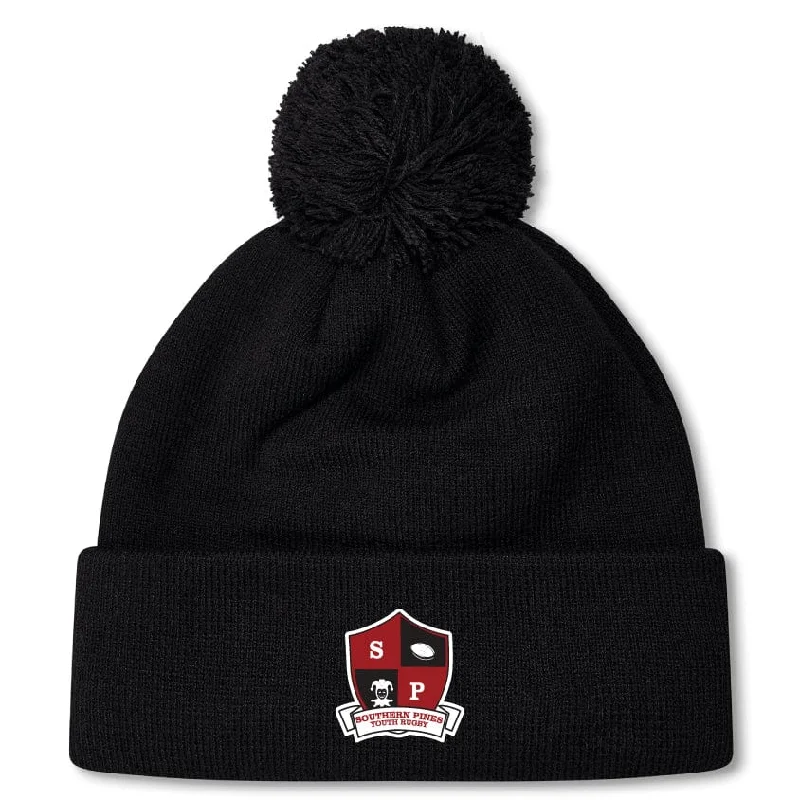 Camping hiking trail crest-Southern Pines Youth Rugby Pom Pom Beanie by Canterbury