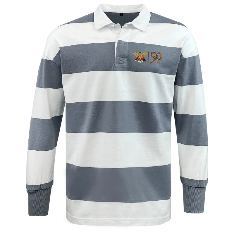 Camping hiking gear glow-Atlanta Old White Rugby 50 Year Anniversary Classic Long Sleeve Hooped Rugby Jersey