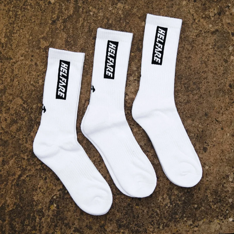 sturdy work socks-Box Logo Socks Triple Pack | White