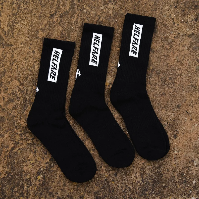 separated toe socks-Box Logo Socks Triple Pack | Black