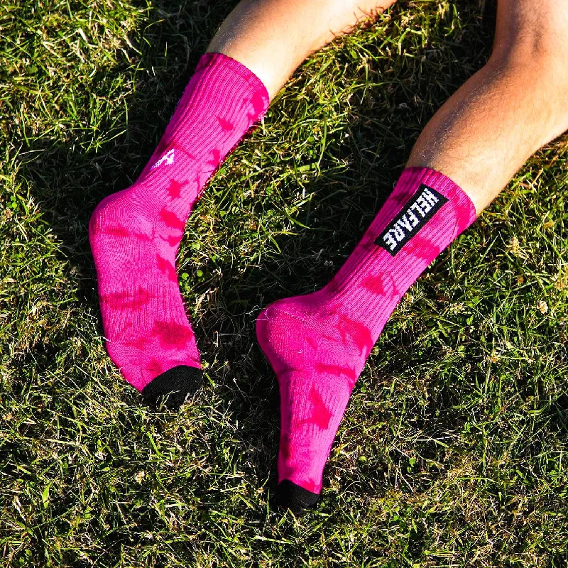 bright crew socks-Box Logo Tie Dye Socks | Pink I Think