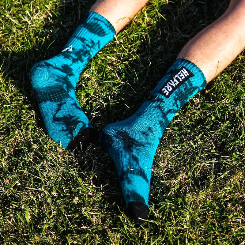 no-slip socks-Box Logo Tie Dye Socks | The Real Teal