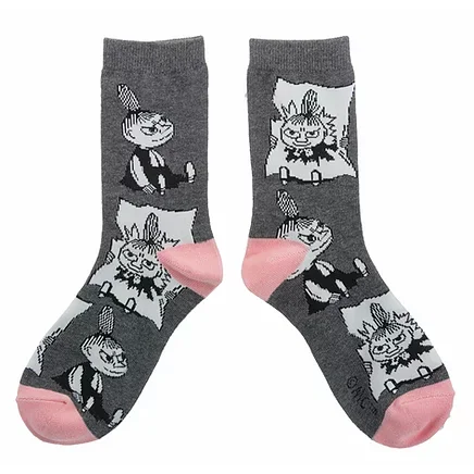 playful kids socks-Moomin Socks Little My Grey / Pink