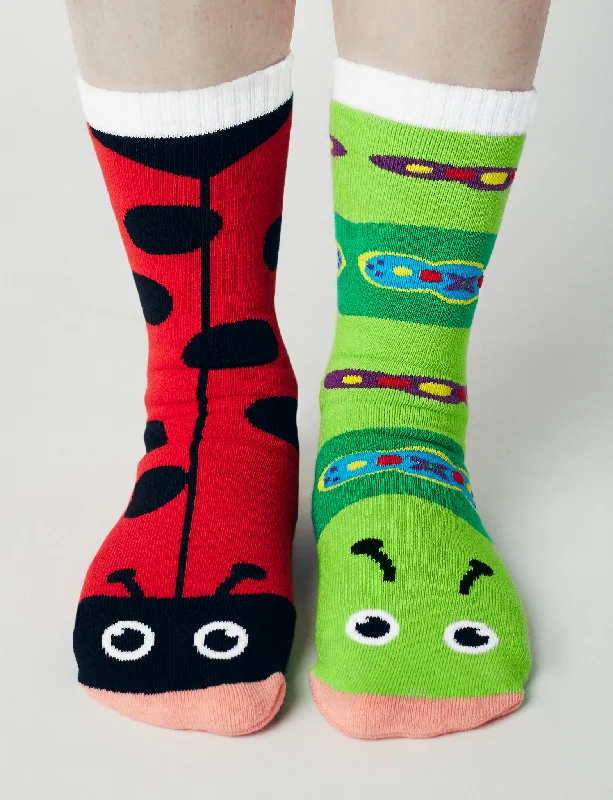 padded foot socks-ADULT LADYBUG & CATERPILLAR SOCKS