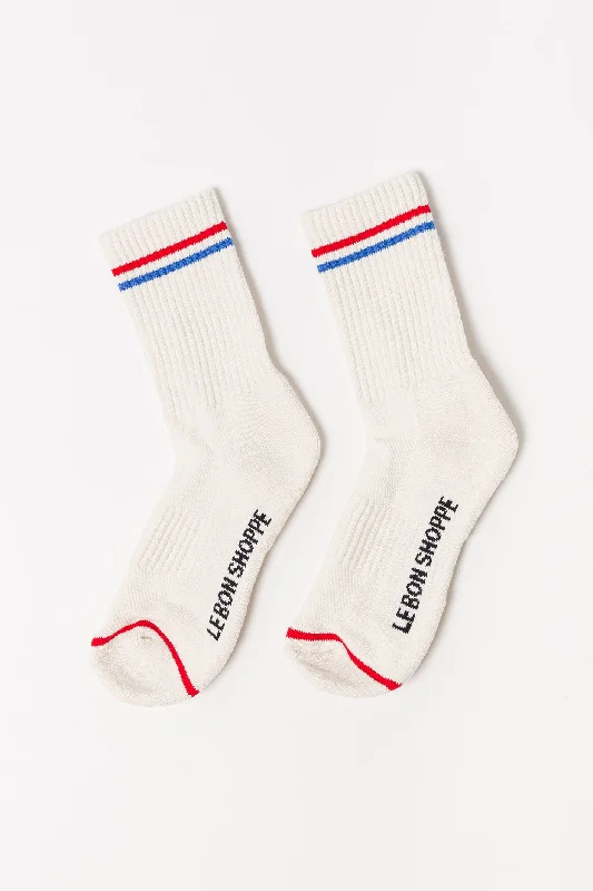 marathon shift socks-Boyfriend Socks Milk