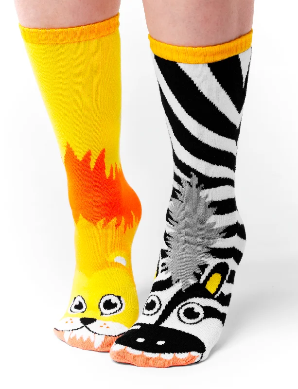 germ-free socks-ADULT LION & ZEBRA SOCKS