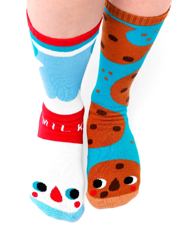 doodle graphic socks-ADULT MILK & COOKIES SOCKS