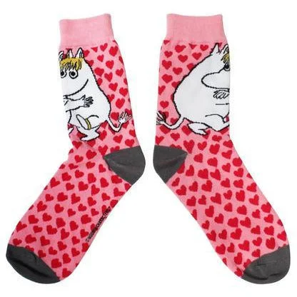 plush cushion socks-Socks Moomin Heart Printed