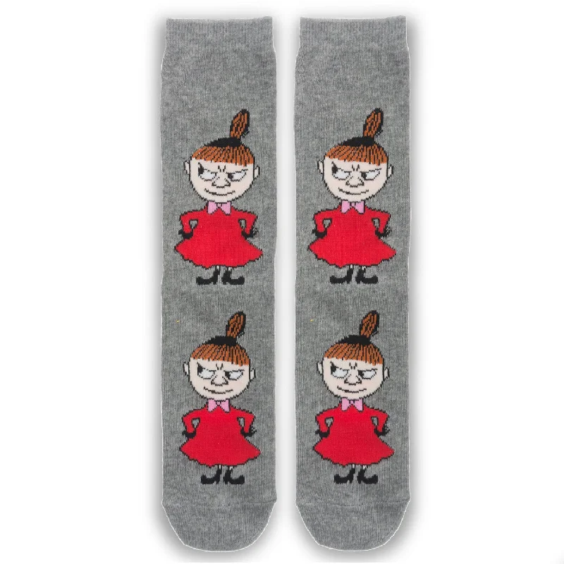 doodle print socks-Moomin Socks Little My Pranking Grey