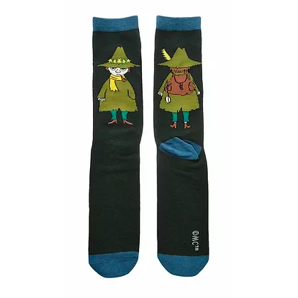 velvety fleece socks-Moomin Socks Snufkin Dark Green / Blue