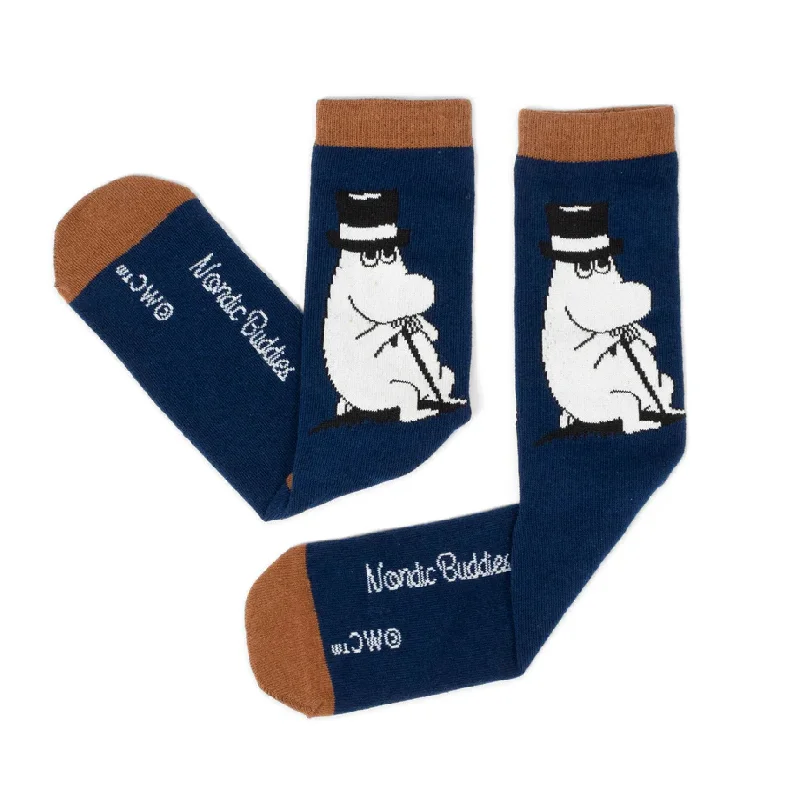 hand-knit socks-Moomin Socks Moominpappa Dark Blue