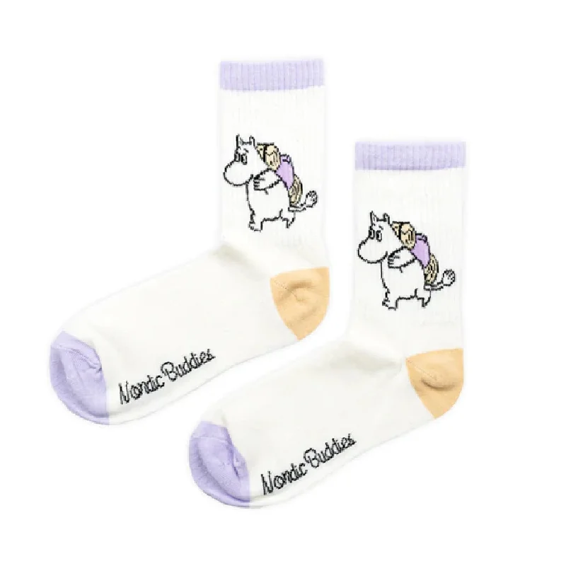 trendy youth socks-Moomin Socks Retro Moomintroll Camping Lilac