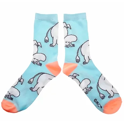 pure comfort socks-Moomin Socks Moomintroll Light Blue / Peach