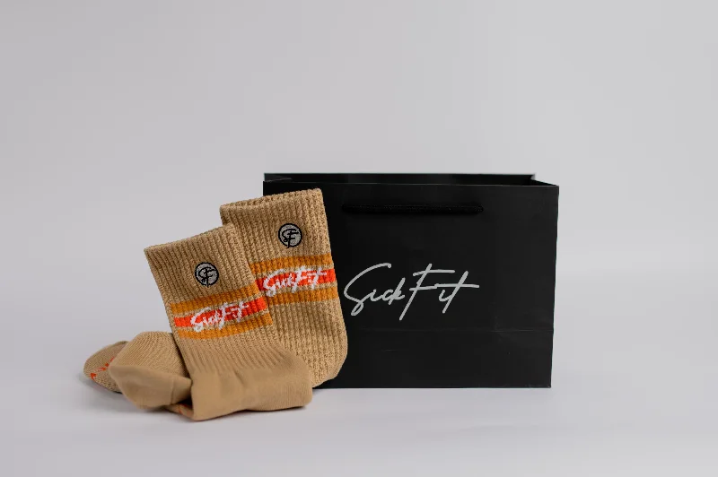 firm-support socks-SickFit Stripe Socks- Desert Sand