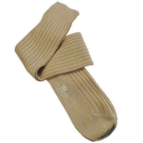 sun-shield socks-Tan Over the Calf Cotton Sock