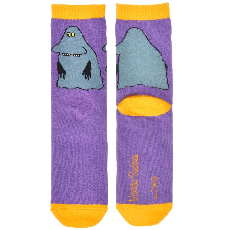 fuzzy heel socks-Moomin Socks The Groke Purple