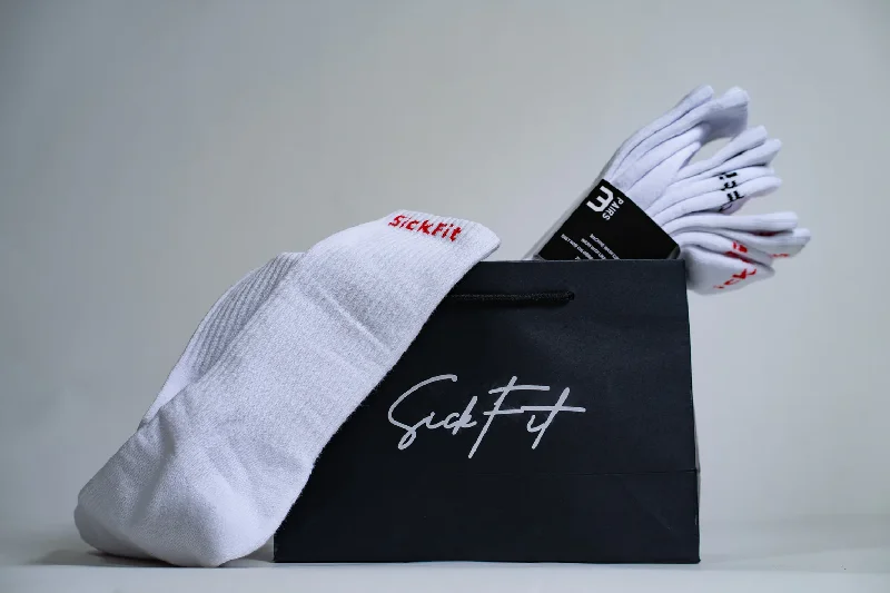 medical grip socks-SickFit 3 Pack Varsity White Socks