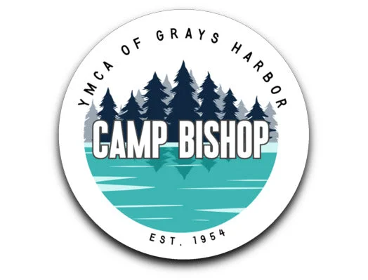 heavy-duty camping tent weights-Camp Bishop Decal Stickers - Water Logo