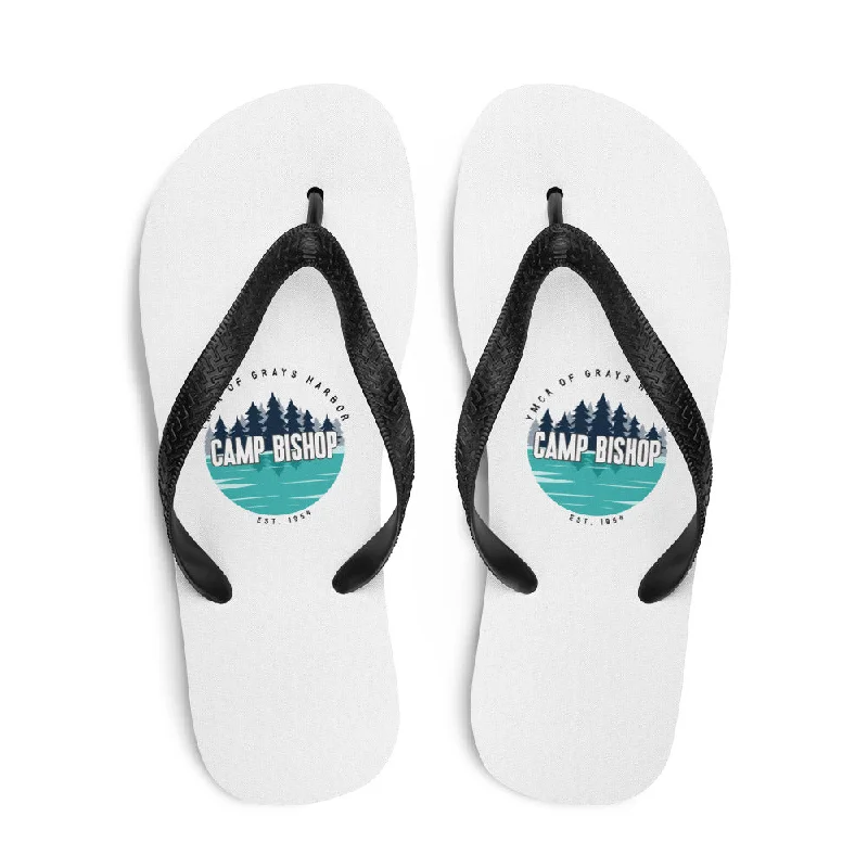 high-quality camping fire tubes-Camp Bishop Flip-Flops - Water Logo