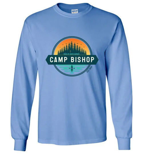 high-quality camping fire irons-Camp Bishop Long Sleeve T-Shirt - Sunset Logo