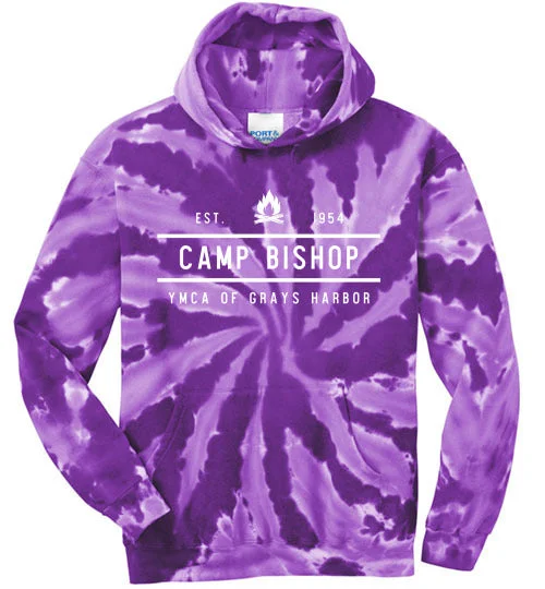 insulated camping water tumblers-Camp Bishop Tie-Dye Hooded Sweatshirt