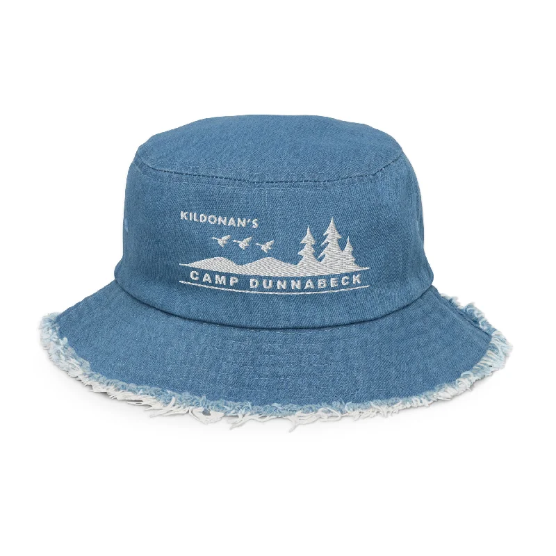 high-performance camping face bands-Dunnabeck Distressed Denim Bucket Hat