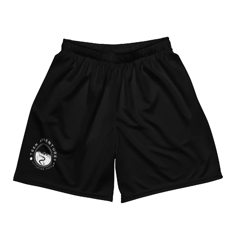 ergonomic camping seat tubes-Littleton Black Unisex Mesh Shorts - Teen Adventures