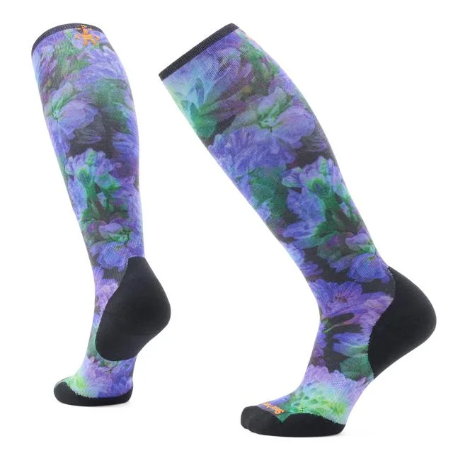 Camping hiking trail twist-Women's Ski Electric Lotus Print Over The Calf Socks