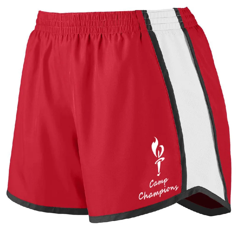 Camping hiking trail curve-Camp Champions Girls Running Shorts