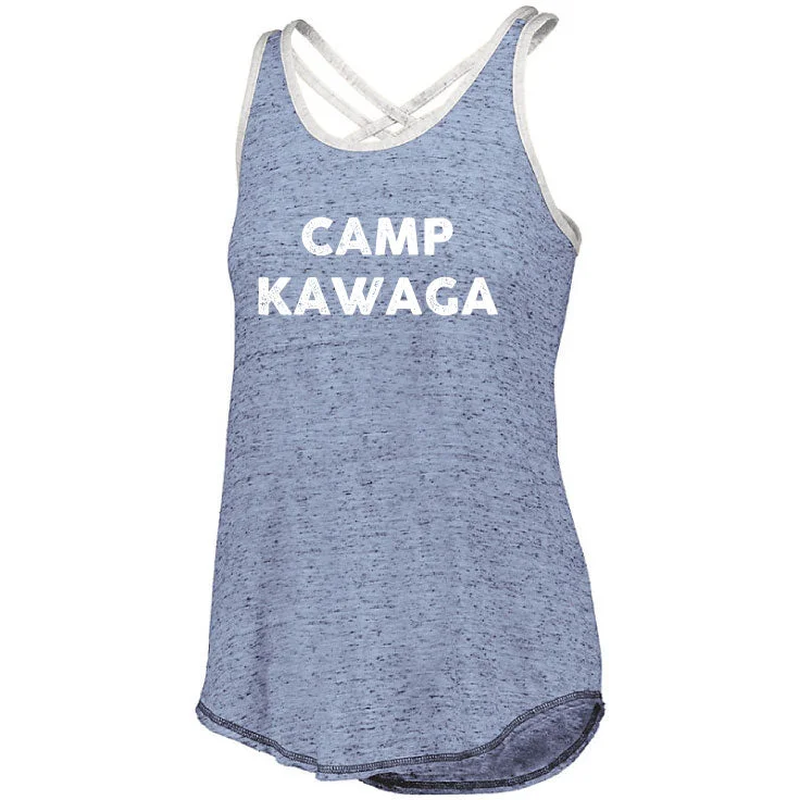 Camping hiking nature surge-Camp Kawaga Ladies Ringer Tank