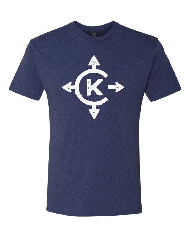 Camping hiking nature thrill-Camp Kawaga Navy Compass Tee