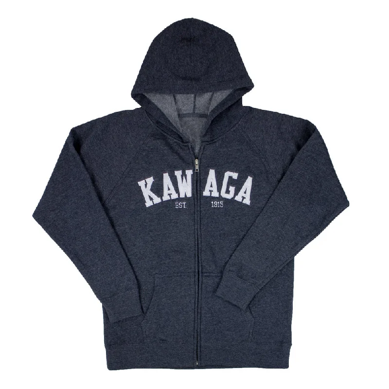 Camping hiking trail field-Camp Kawaga Applique Zip Hoodie