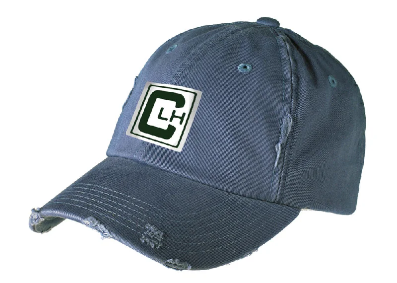 Camping hiking trail site-Camp Lake Hubert Distressed Ball Cap