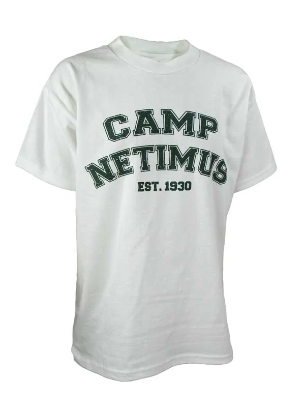 Camping hiking trail triumphs-Camp Netimus Distressed Print Tee