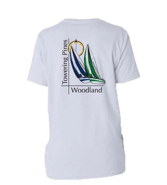 Camping hiking trail fun-Towering Pines Woodland Sailing Tee