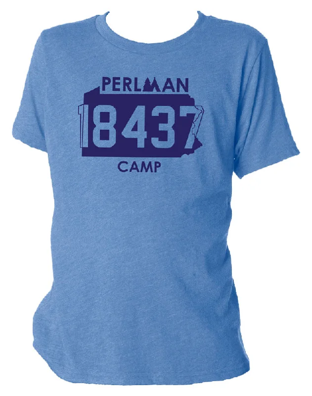 Camping hiking gear ruggedness-Perlman Camp Tri-Blend Zip Code Tee